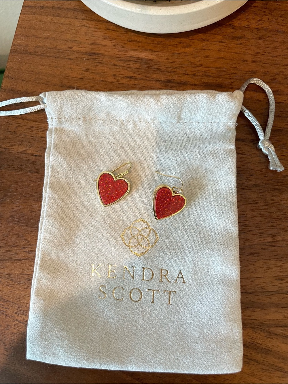 Kendra Scott Gold Red Opal Heart Earrings